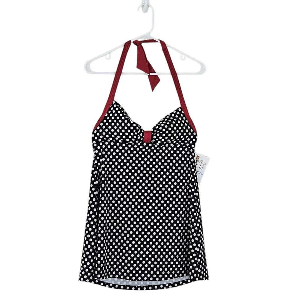 IT Figures Slender Thighs Polka Dot Swim Dress - Indigo Blue - sz 10 - NWT